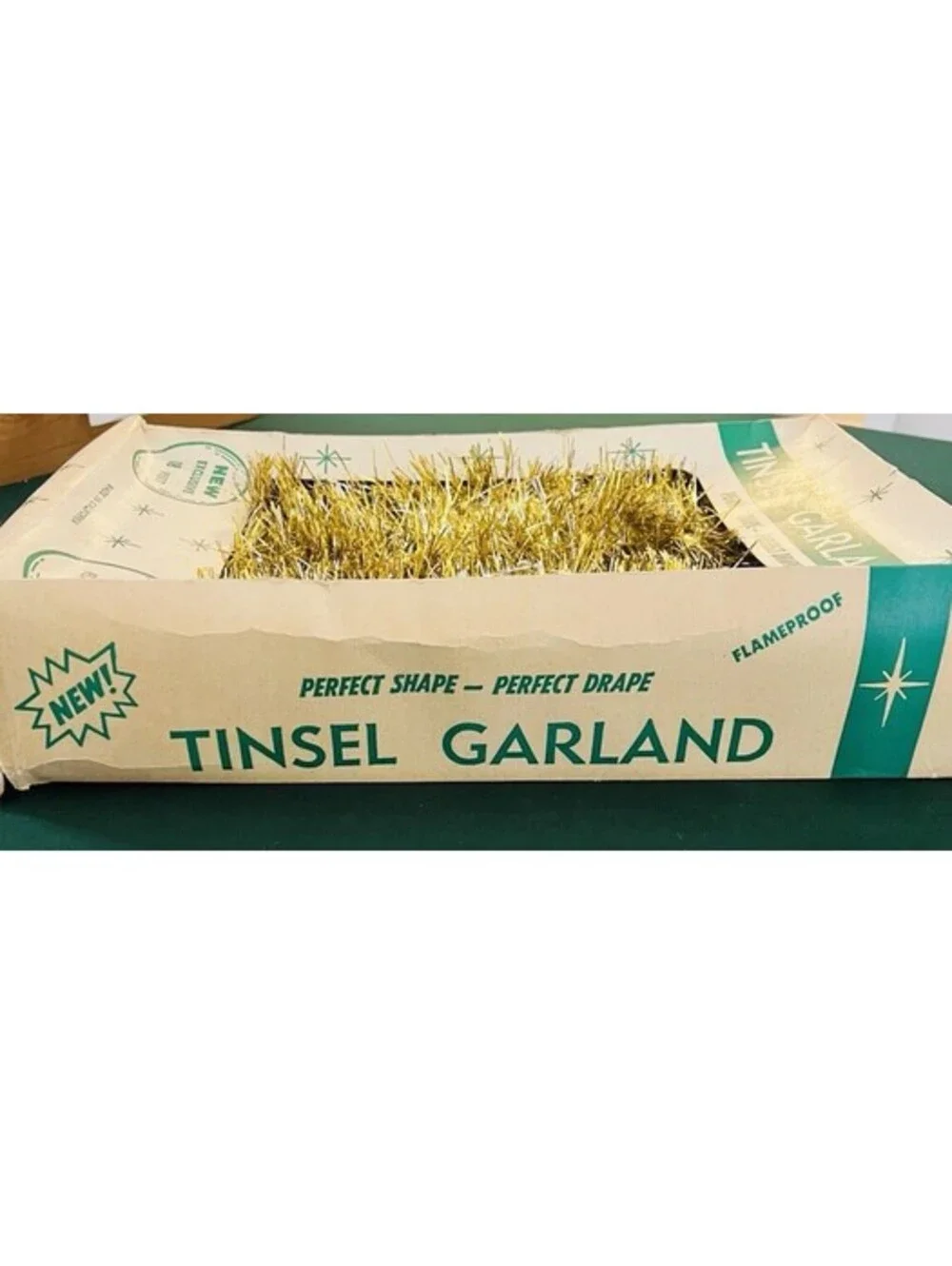 Vtg Decoration Products Tinsel GarlandGold & White Christmas Tree American Made